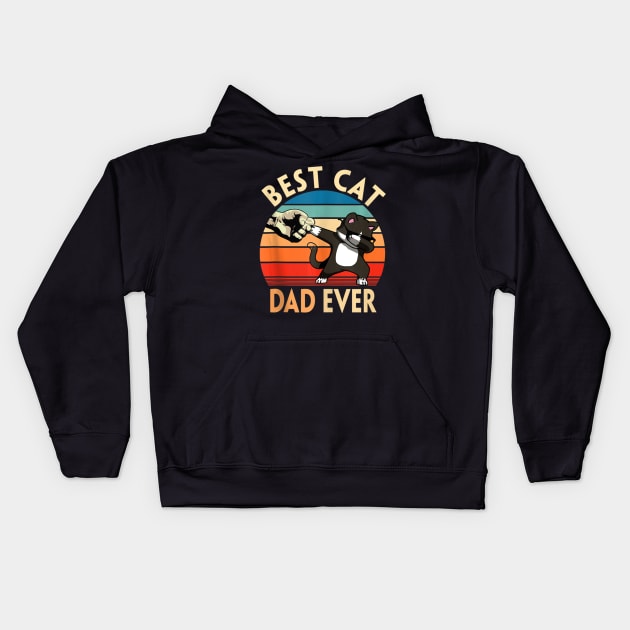 Best Cat Dad Ever Cat Dad Father Vintage Yx Kids Hoodie by StuSpenceart